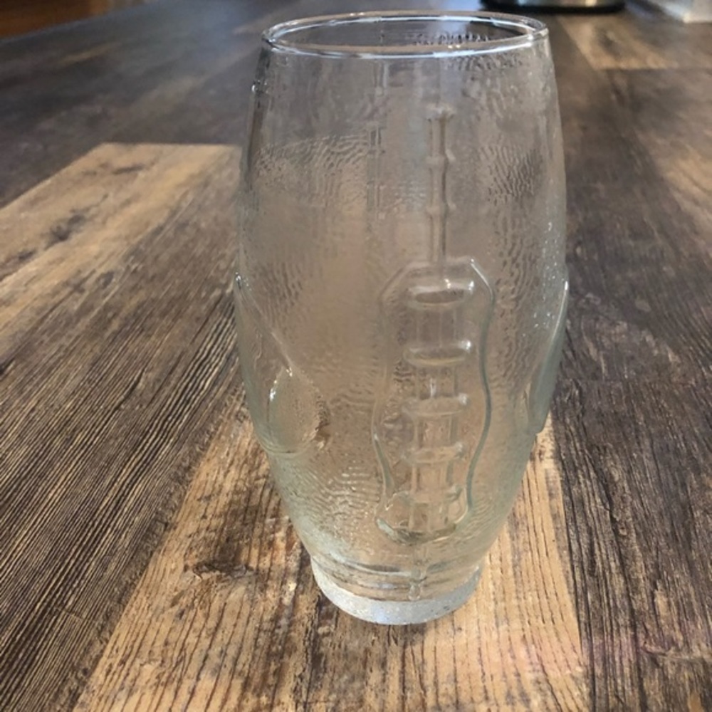 Libby Football Shaped Drinking Glass.  EUC